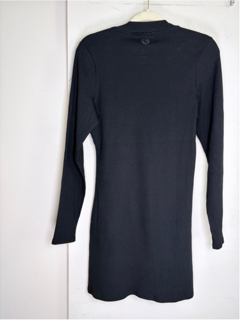 PINK Victoria’s Secret Black Ribbed Long Sleeve Mock Neck Mini Dress Size L NWT - Picture 2 of 5